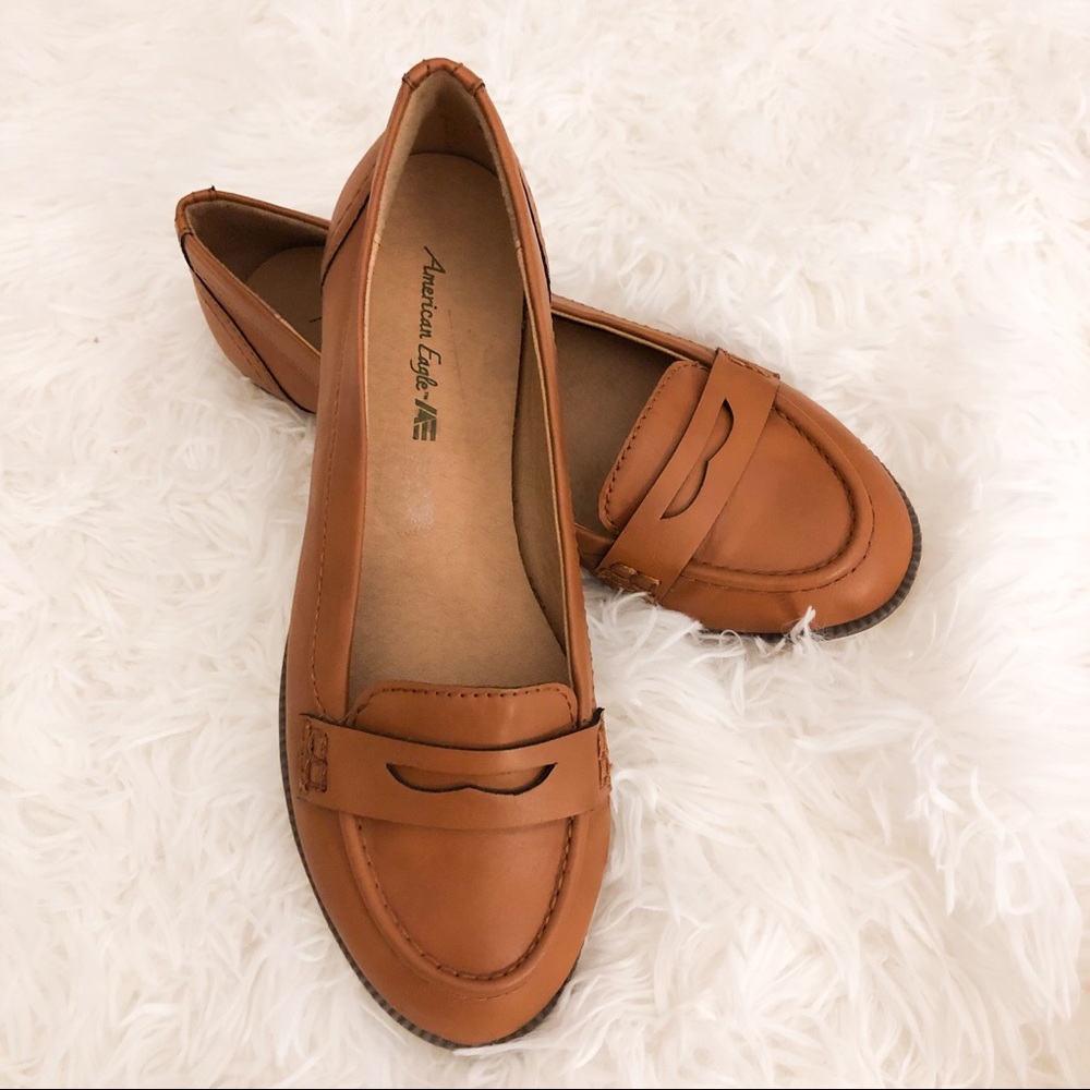 AEO Cognac Brown Modern Penny Loafers